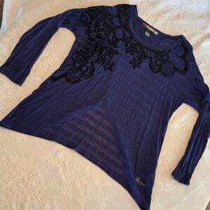 Elegant Black and Blue Women's Top